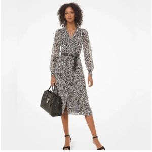 Michael Kors Leopard Print Midi Shirtdress